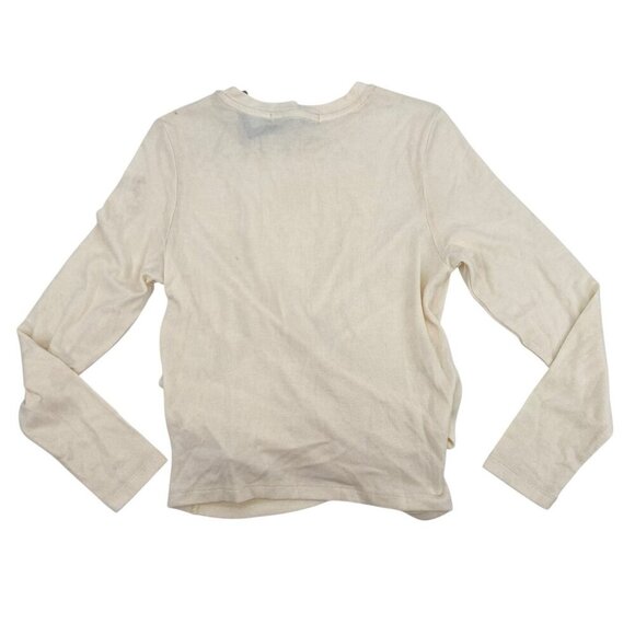 JOE’S JEANS SIZE LARGE LONG SLEEVE TWIST WRAP TOP CREAM Faux Wrap NWT SEE DESC - Picture 2 of 12